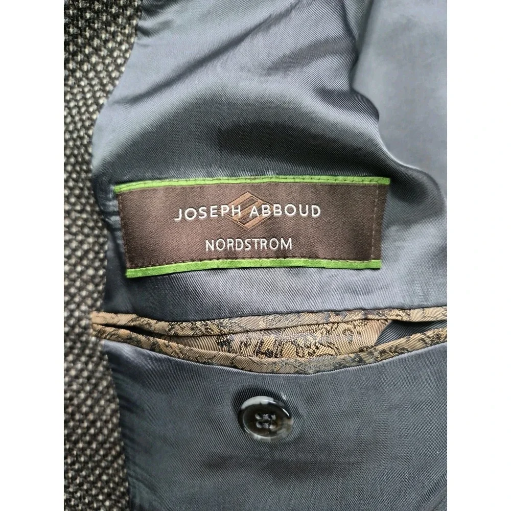 Joseph Abboud Mens Wool Sports Coat 43L Brown Gray USA 3 Button Blazer H701